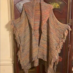 Cowel collar sweater pancho shawl